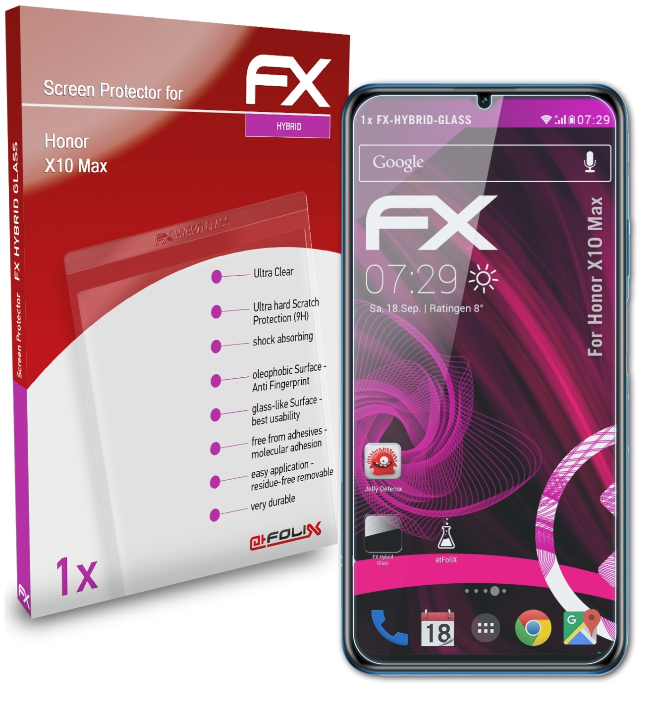 ATFOLIX FX-Hybrid-Glass Schutzglas(für X10 Honor Max)