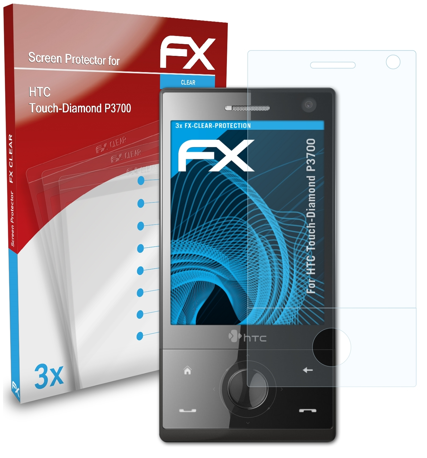 ATFOLIX 3x FX-Clear Touch-Diamond P3700) HTC Displayschutz(für