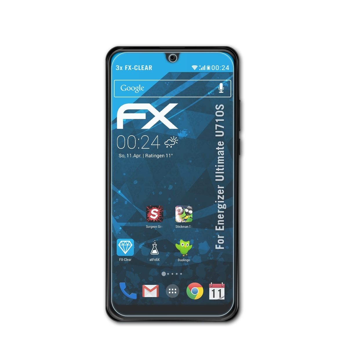 ATFOLIX 3x FX-Clear Displayschutz(für Energizer U710S) Ultimate