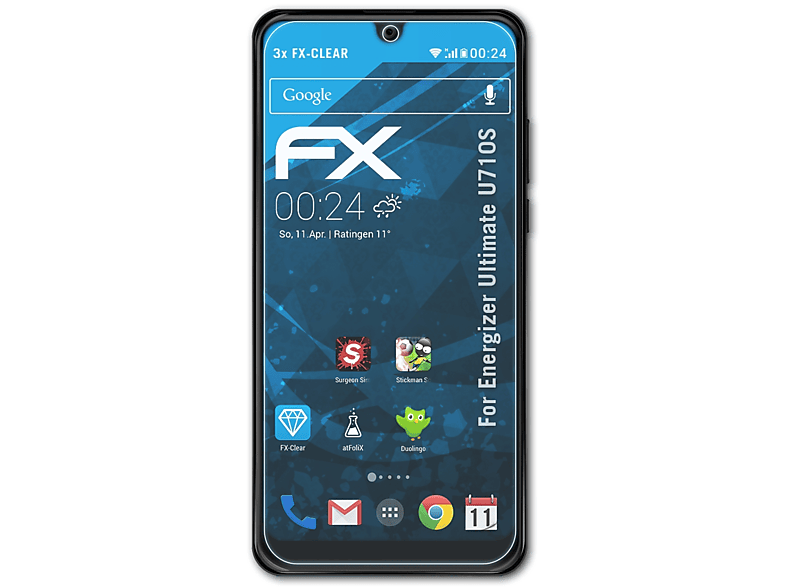 Ultimate U710S) ATFOLIX Energizer 3x Displayschutz(für FX-Clear