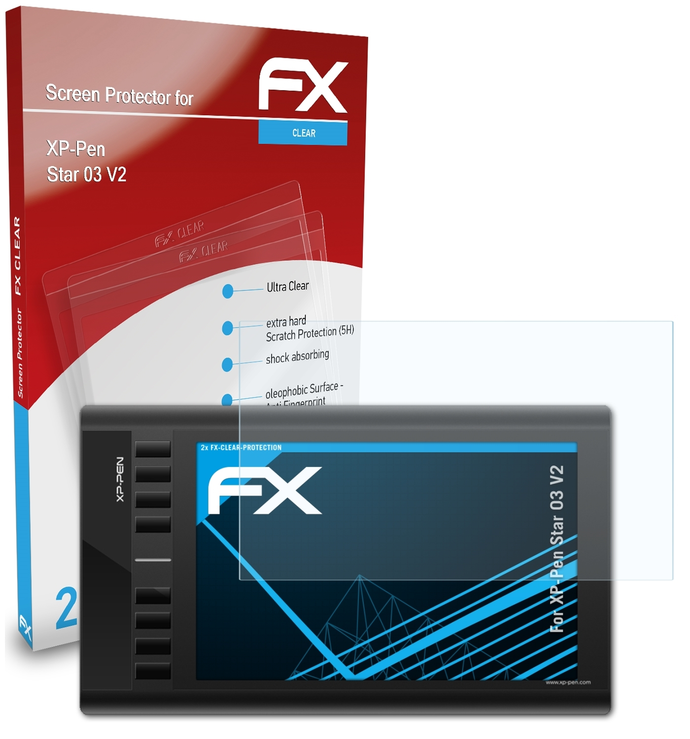 03 XP-PEN Displayschutz(für FX-Clear 2x ATFOLIX V2) Star