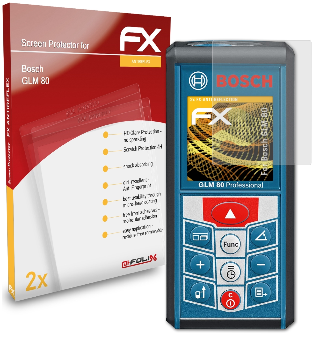 ATFOLIX 2x FX-Antireflex Displayschutz(für 80) GLM Bosch