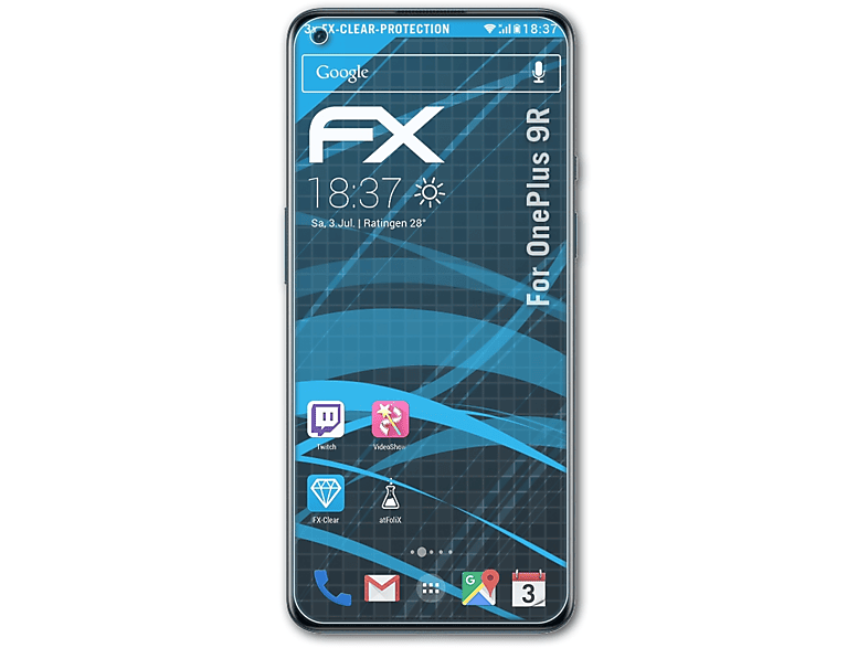 Displayschutz(für 9R) OnePlus 3x ATFOLIX FX-Clear