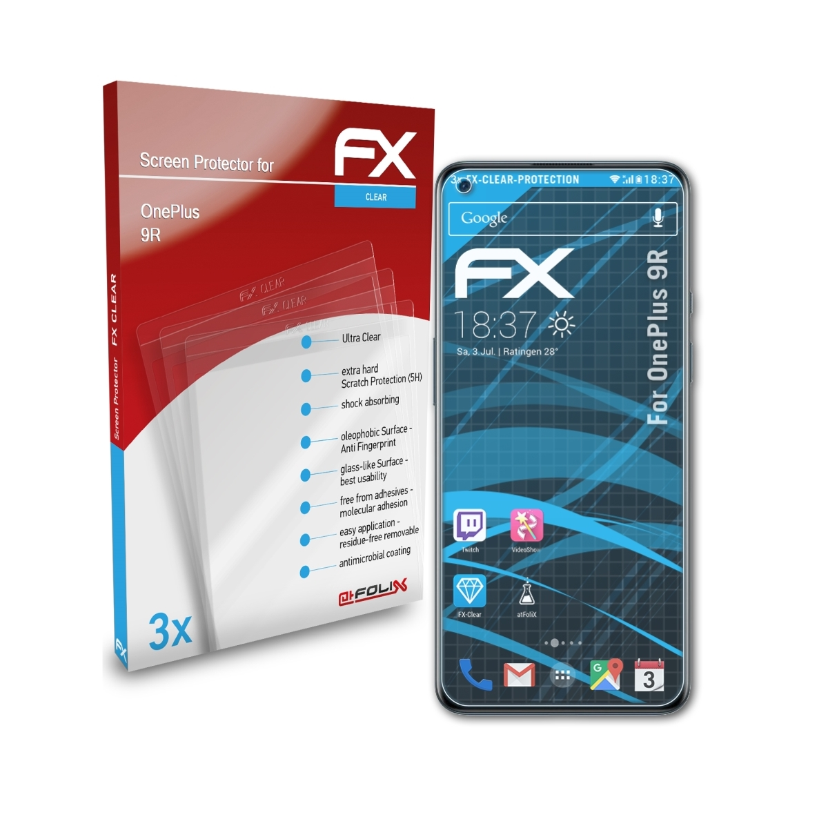 ATFOLIX 3x FX-Clear Displayschutz(für OnePlus 9R)