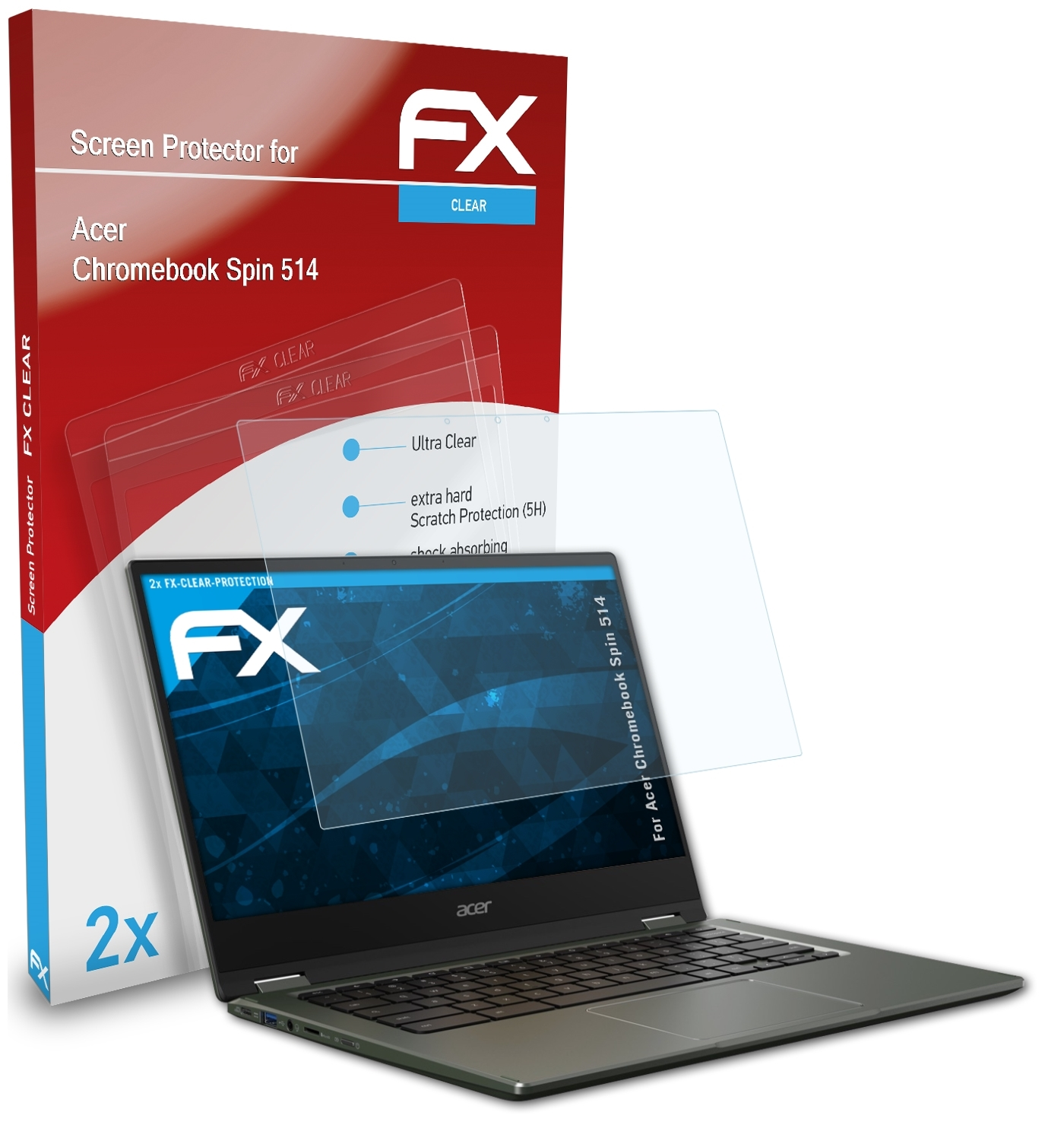 ATFOLIX 2x FX-Clear Displayschutz(für Spin Acer 514) Chromebook