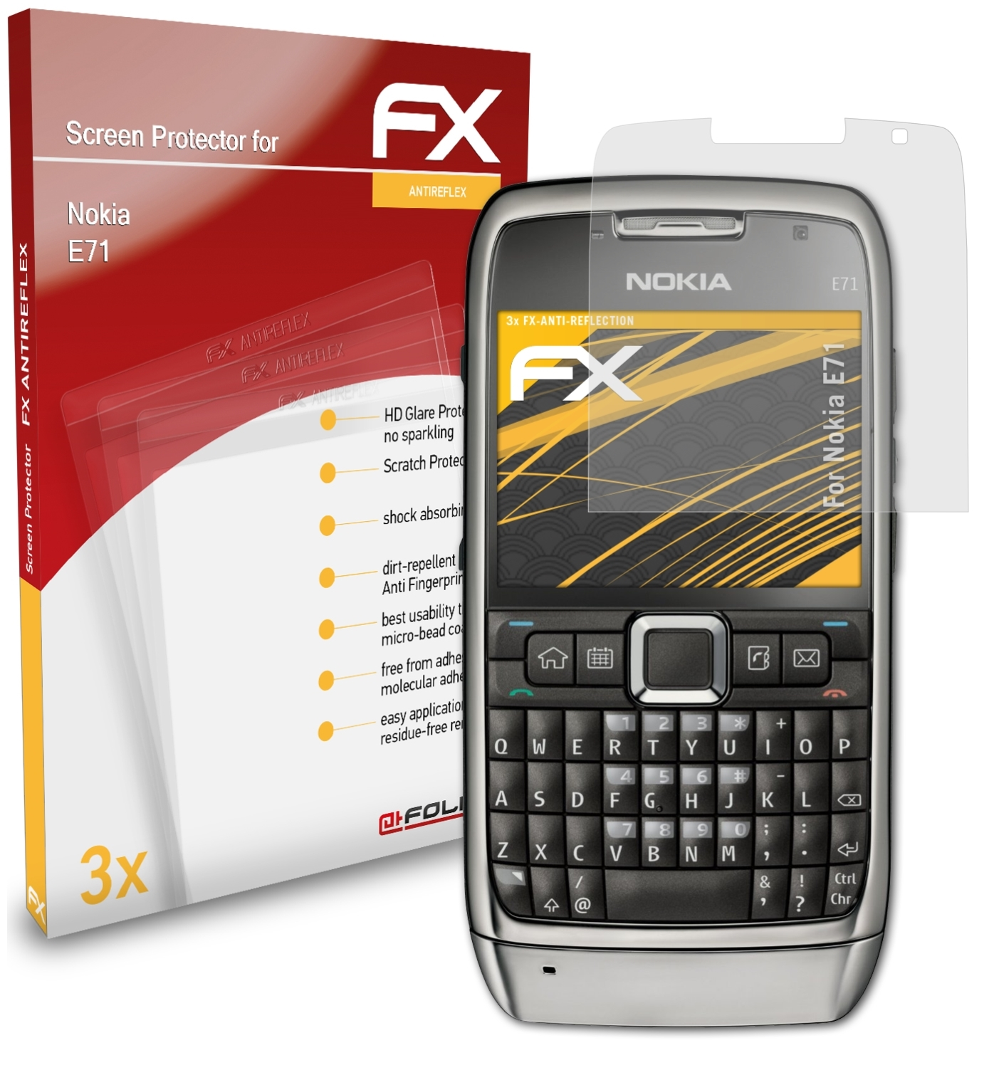 Displayschutz(für ATFOLIX 3x Nokia FX-Antireflex E71)