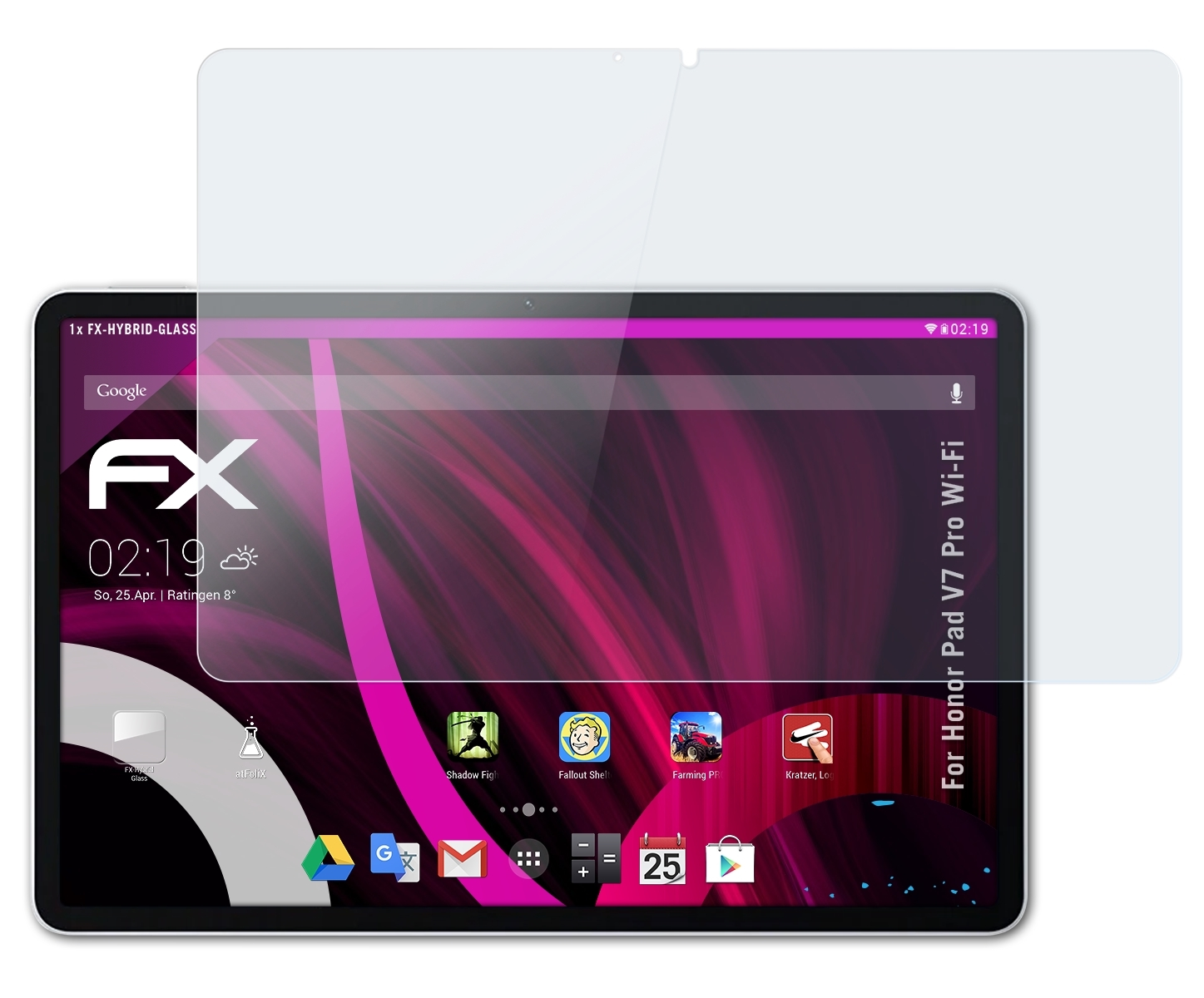 ATFOLIX Wi-Fi) Schutzglas(für Honor V7 Pro FX-Hybrid-Glass Pad