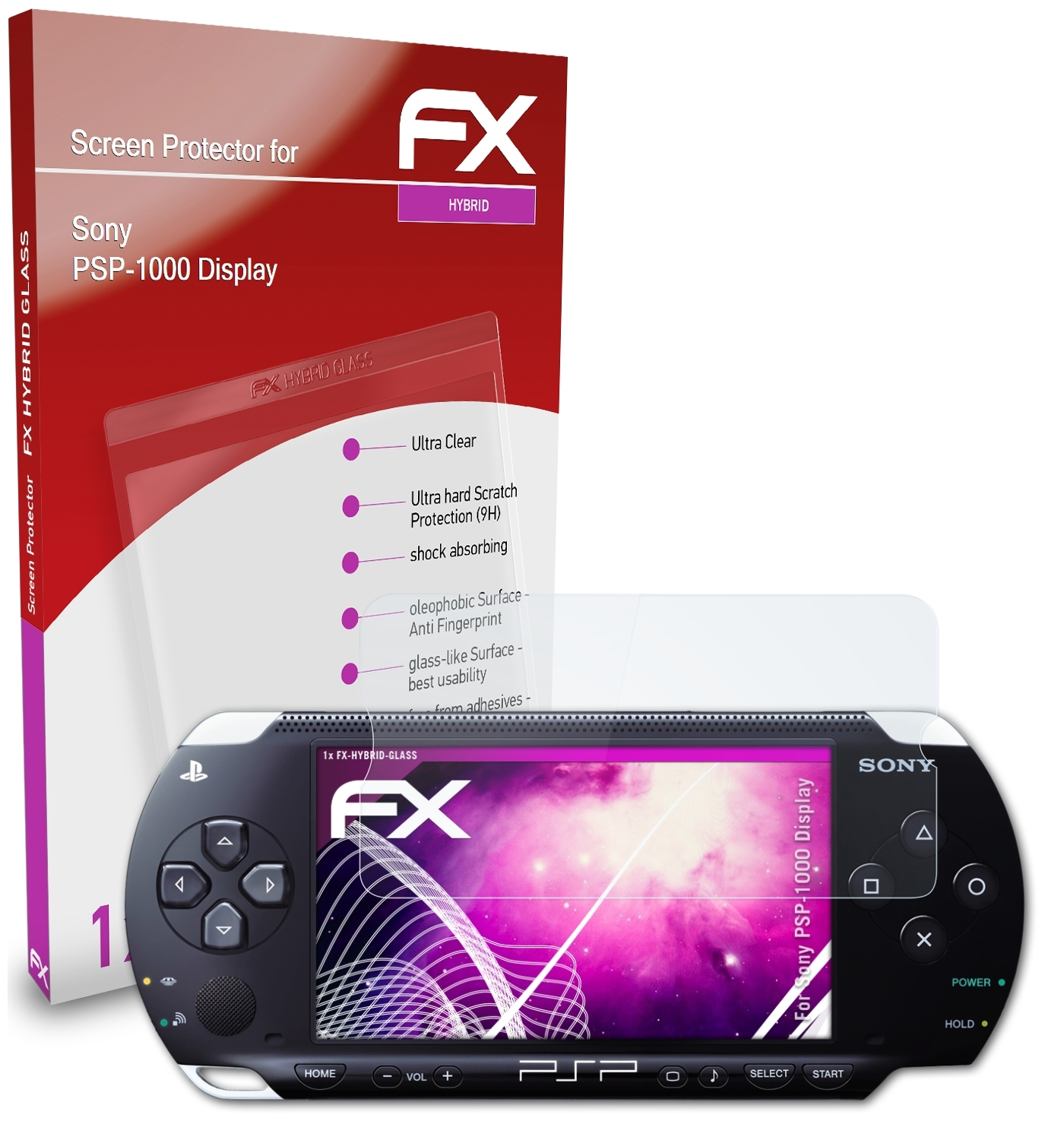 ATFOLIX FX-Hybrid-Glass Schutzglas(für Display) PSP-1000 Sony