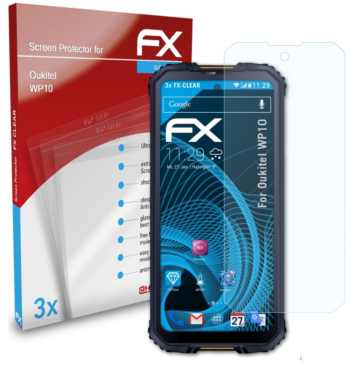 FX-Clear WP10) Oukitel ATFOLIX Displayschutz(für 3x