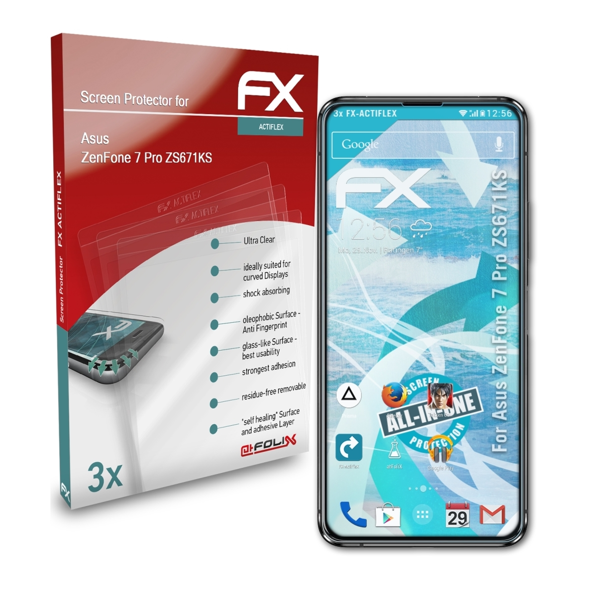 ATFOLIX 3x FX-ActiFleX Displayschutz(für Asus ZenFone (ZS671KS)) 7 Pro