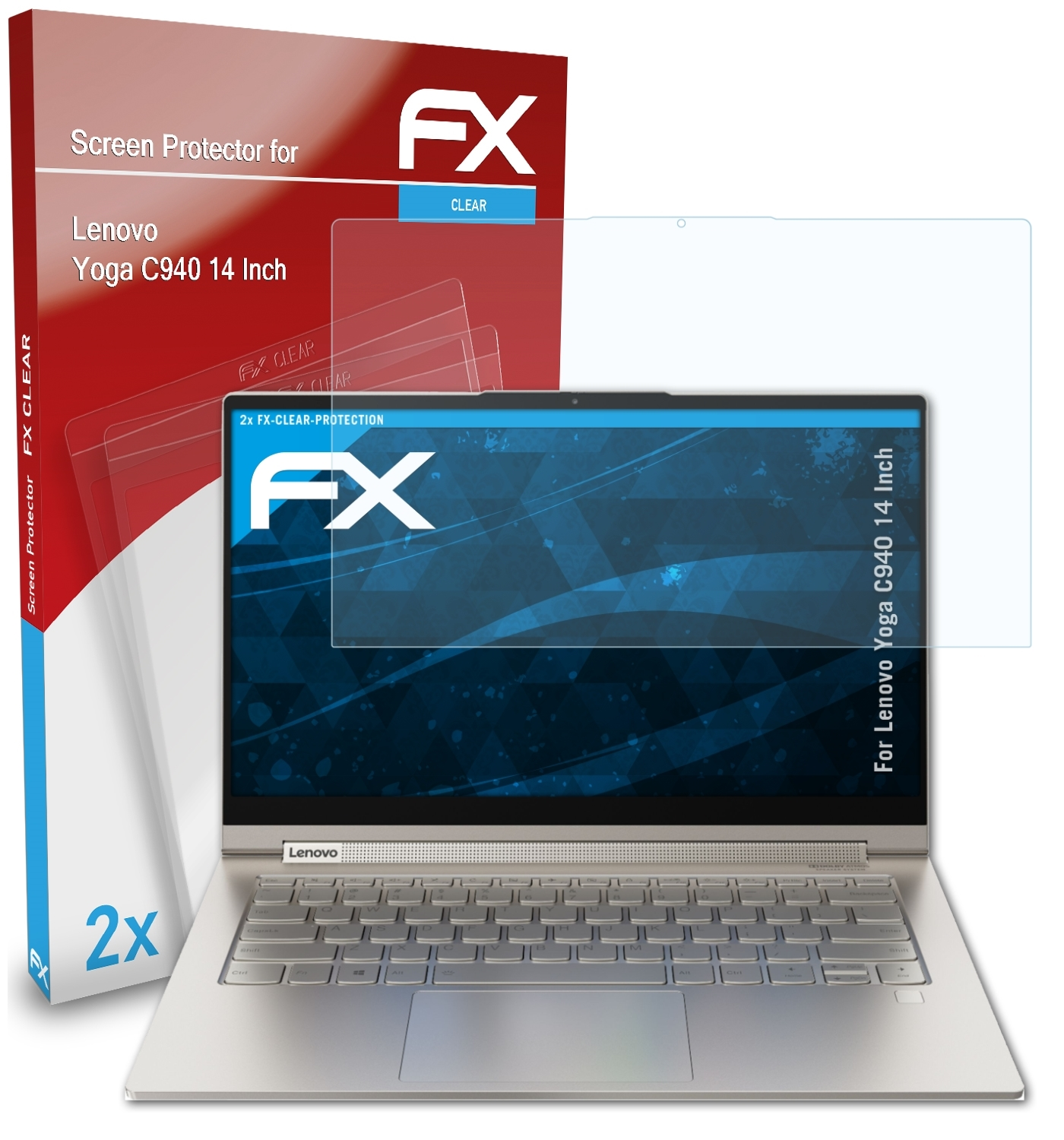 ATFOLIX 2x FX-Clear Displayschutz(für Lenovo (14 Inch)) C940 Yoga
