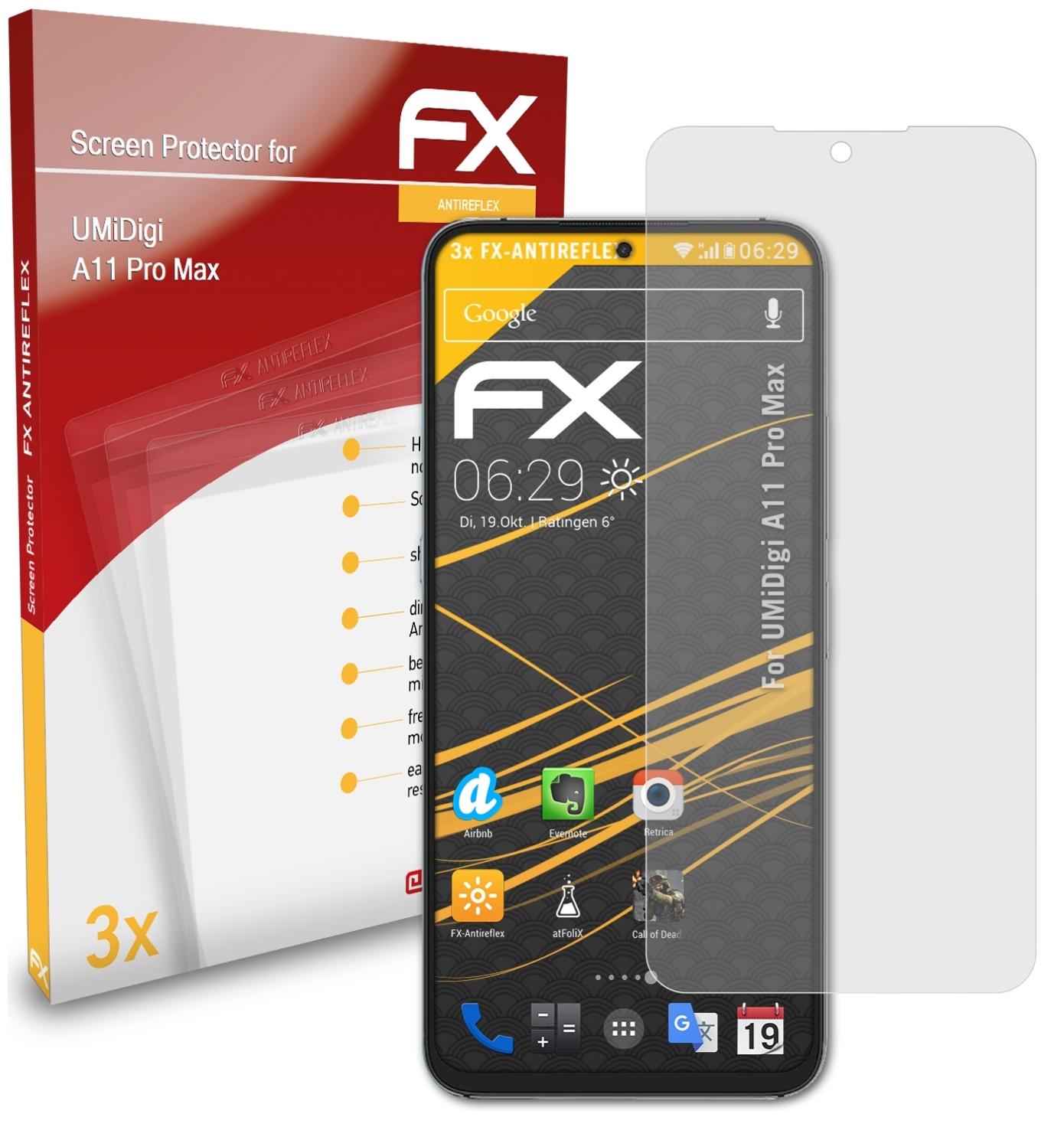UMiDigi Displayschutz(für A11 Max) Pro 3x ATFOLIX FX-Antireflex