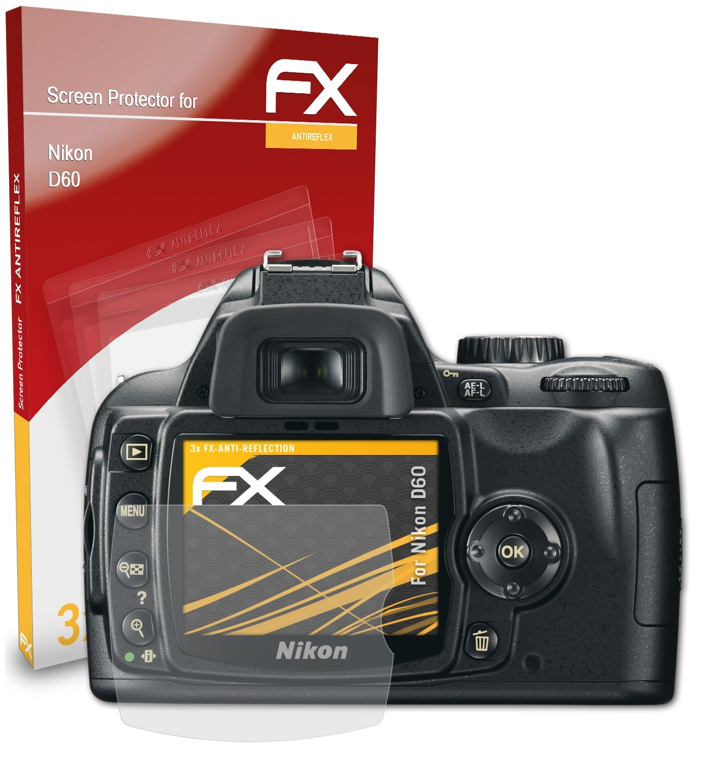 ATFOLIX 3x FX-Antireflex D60) Nikon Displayschutz(für