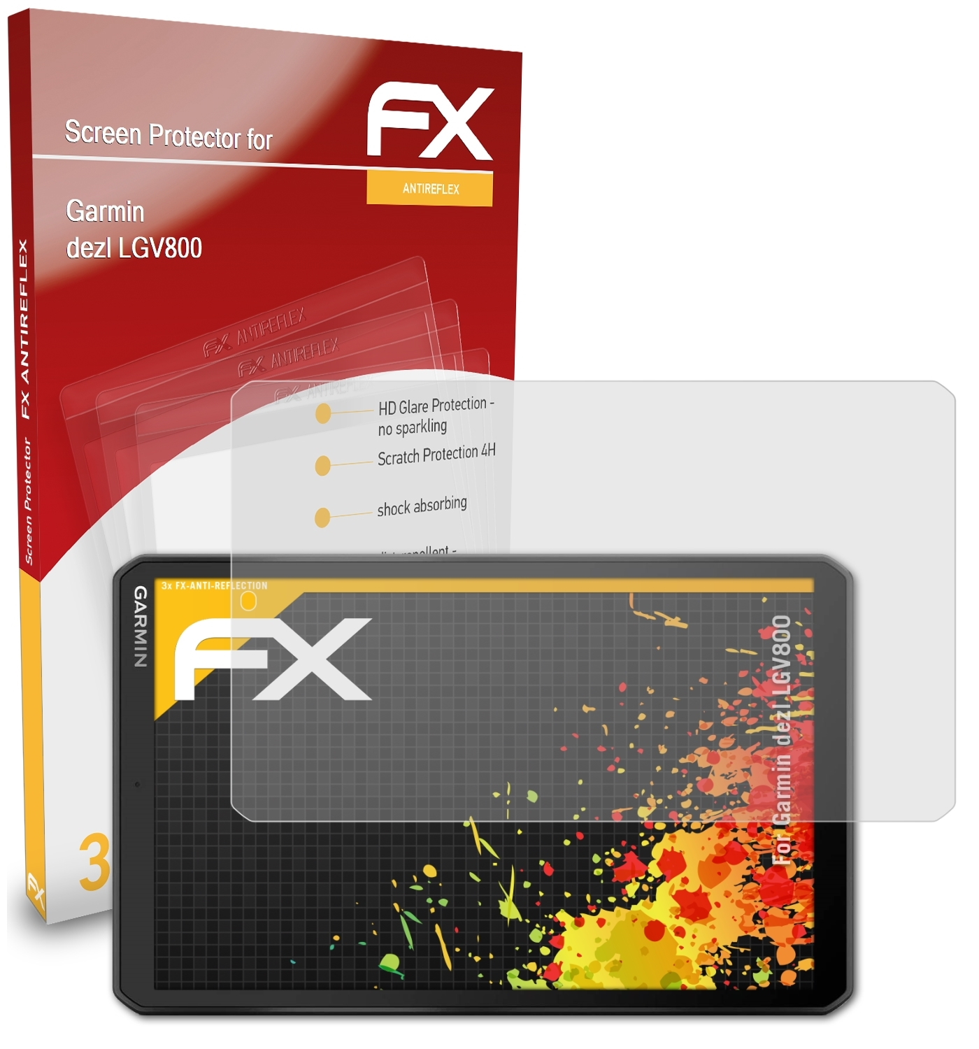 ATFOLIX 3x FX-Antireflex Displayschutz(für dezl Garmin LGV800)