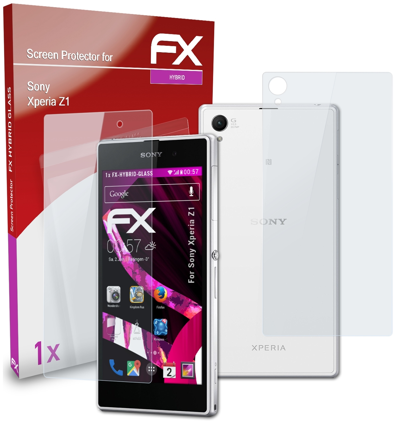 ATFOLIX FX-Hybrid-Glass Schutzglas(für Sony Xperia Z1)
