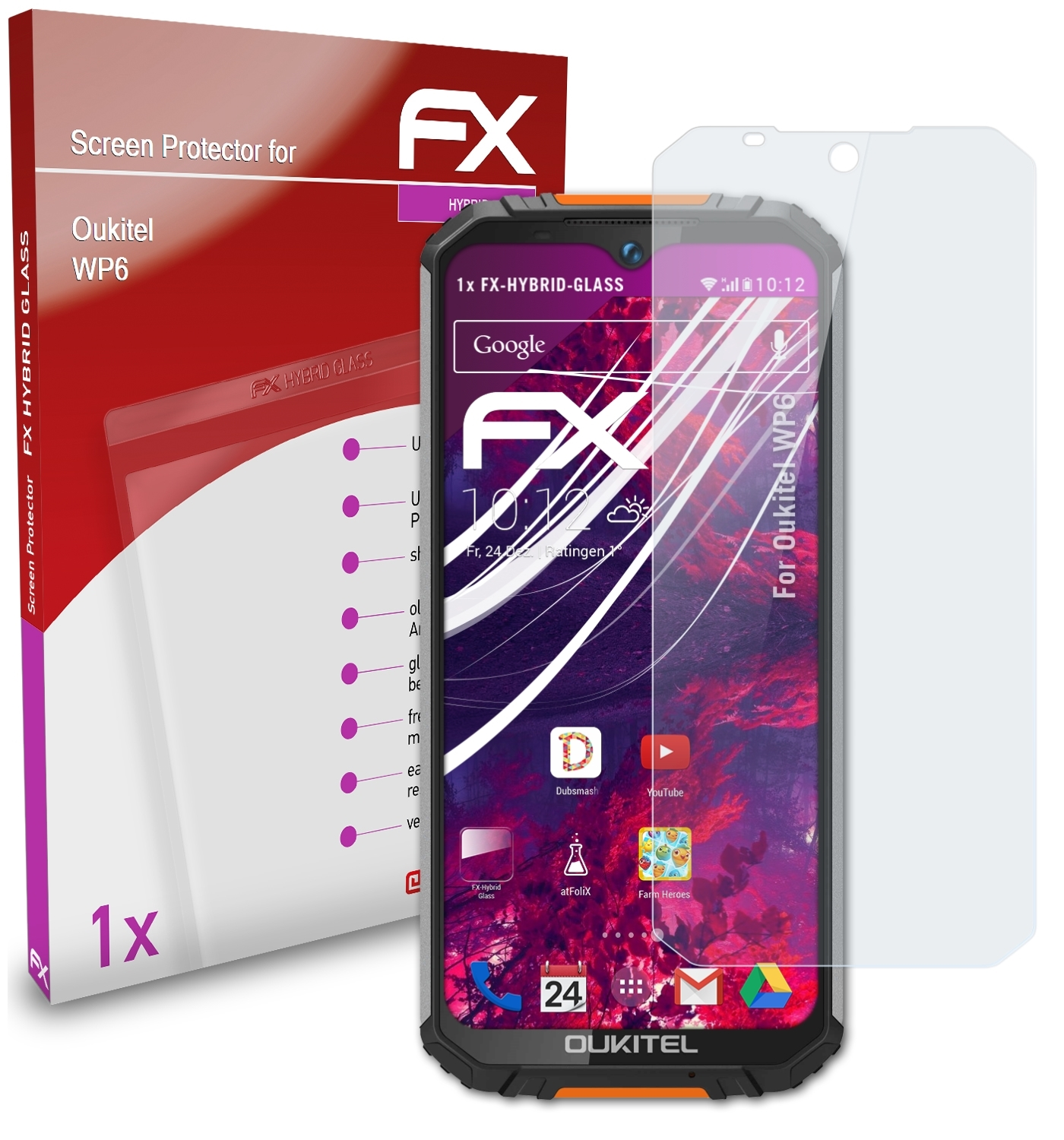 ATFOLIX FX-Hybrid-Glass WP6) Schutzglas(für Oukitel