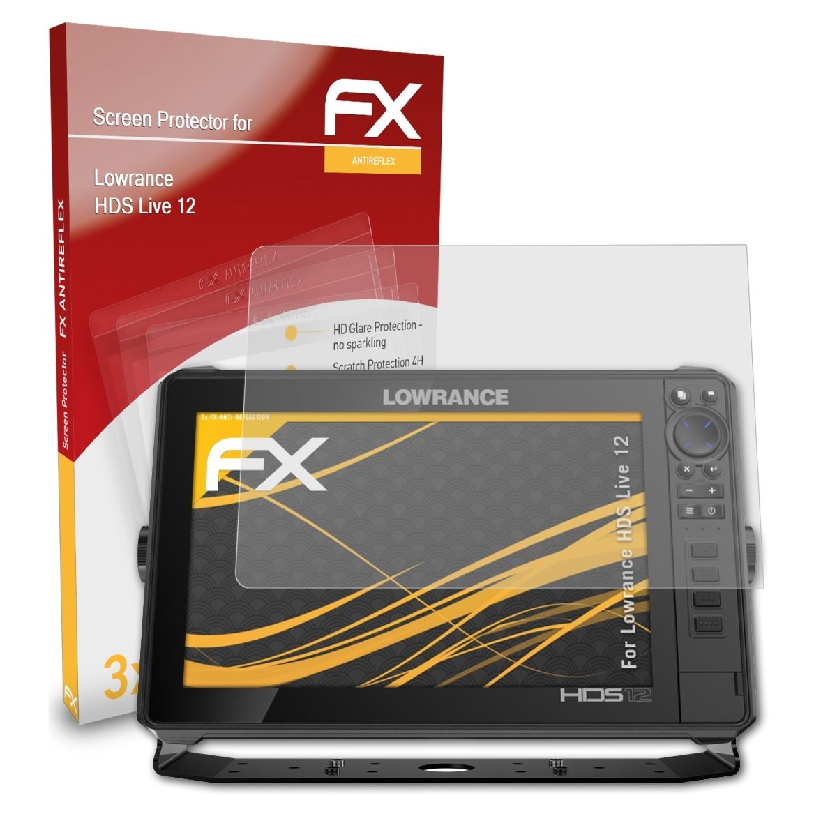 ATFOLIX 3x HDS Displayschutz(für Live FX-Antireflex 12) Lowrance
