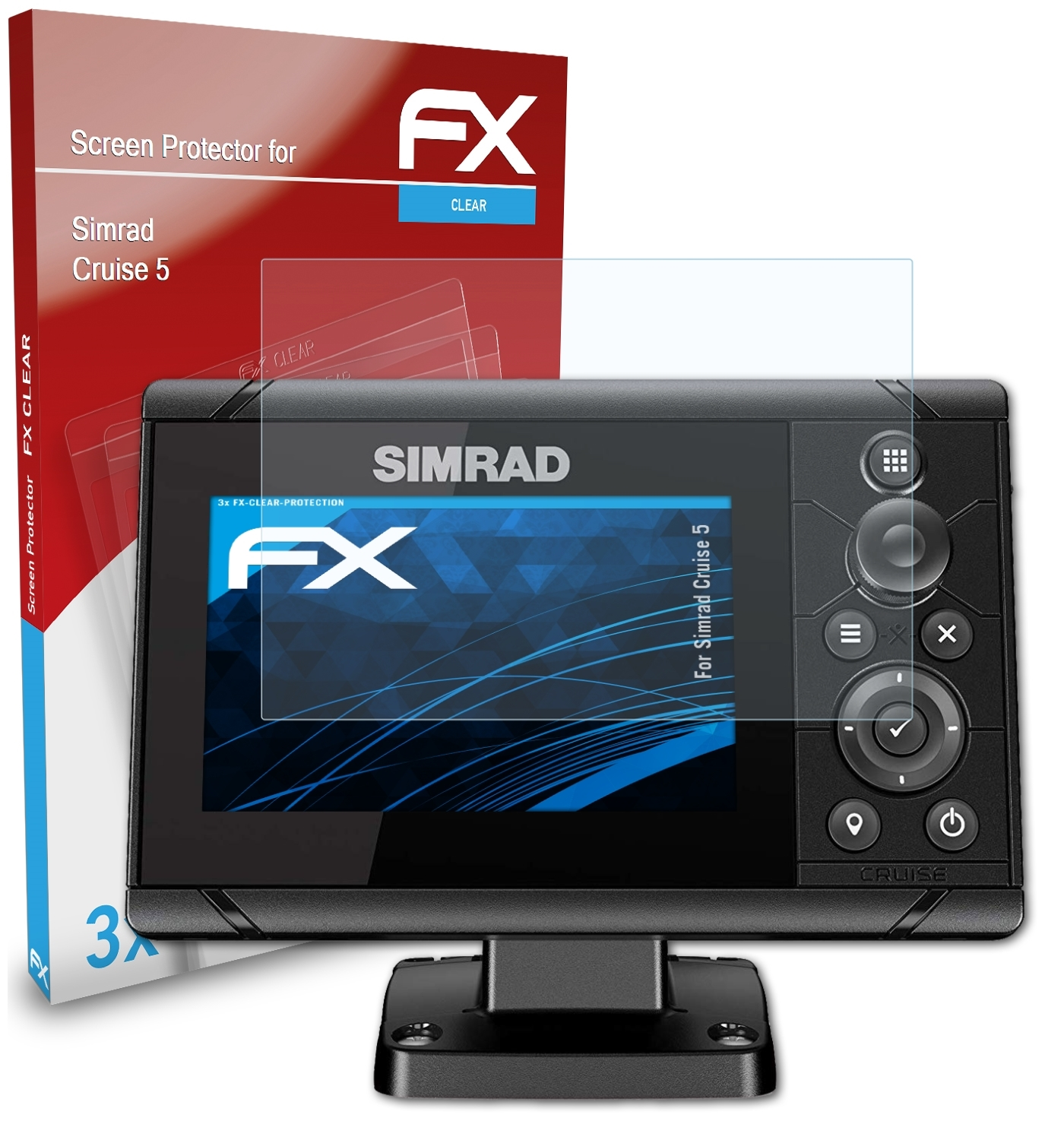 Simrad Cruise 3x Displayschutz(für 5) ATFOLIX FX-Clear