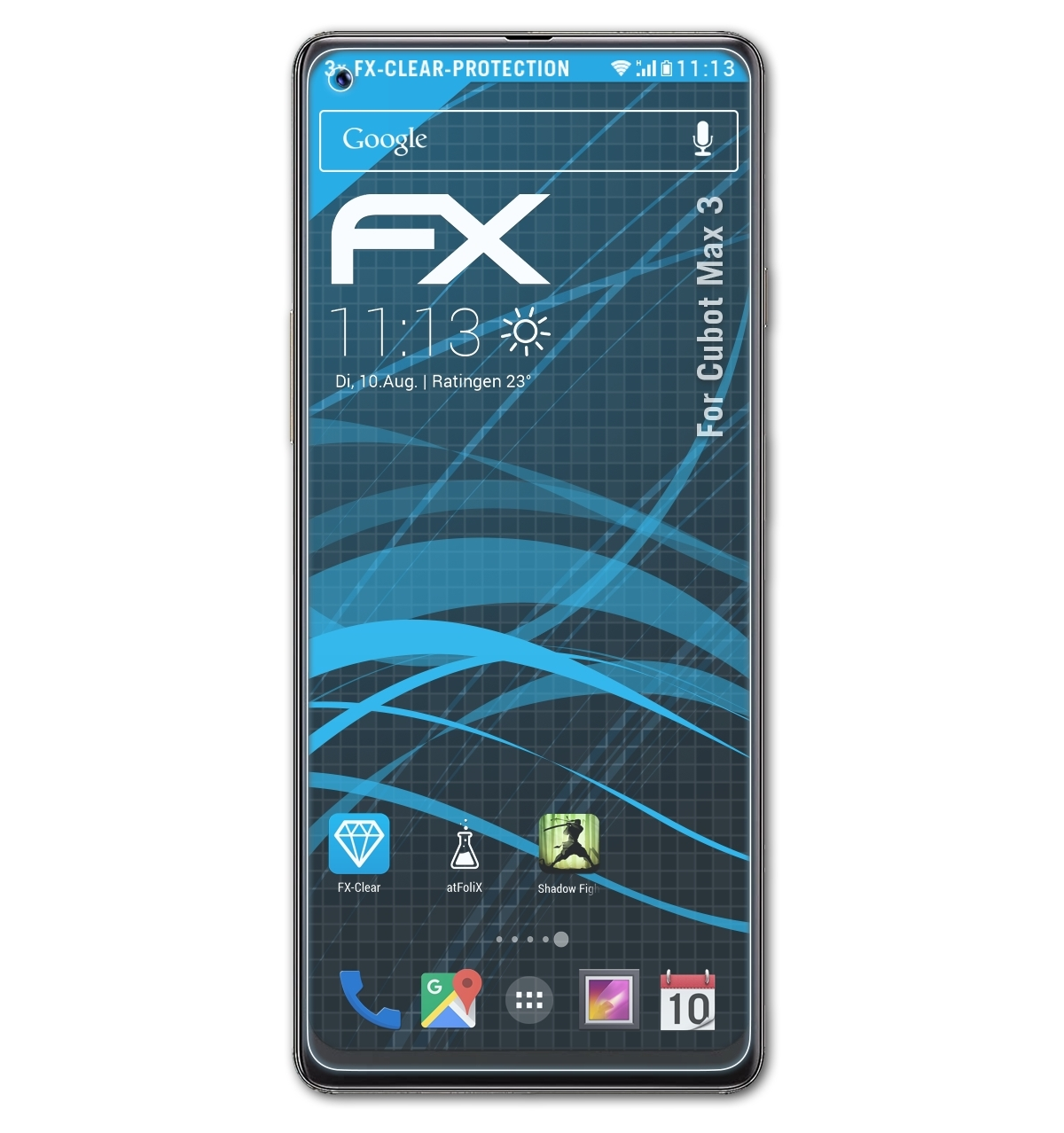 ATFOLIX 3x FX-Clear Cubot Max Displayschutz(für 3)