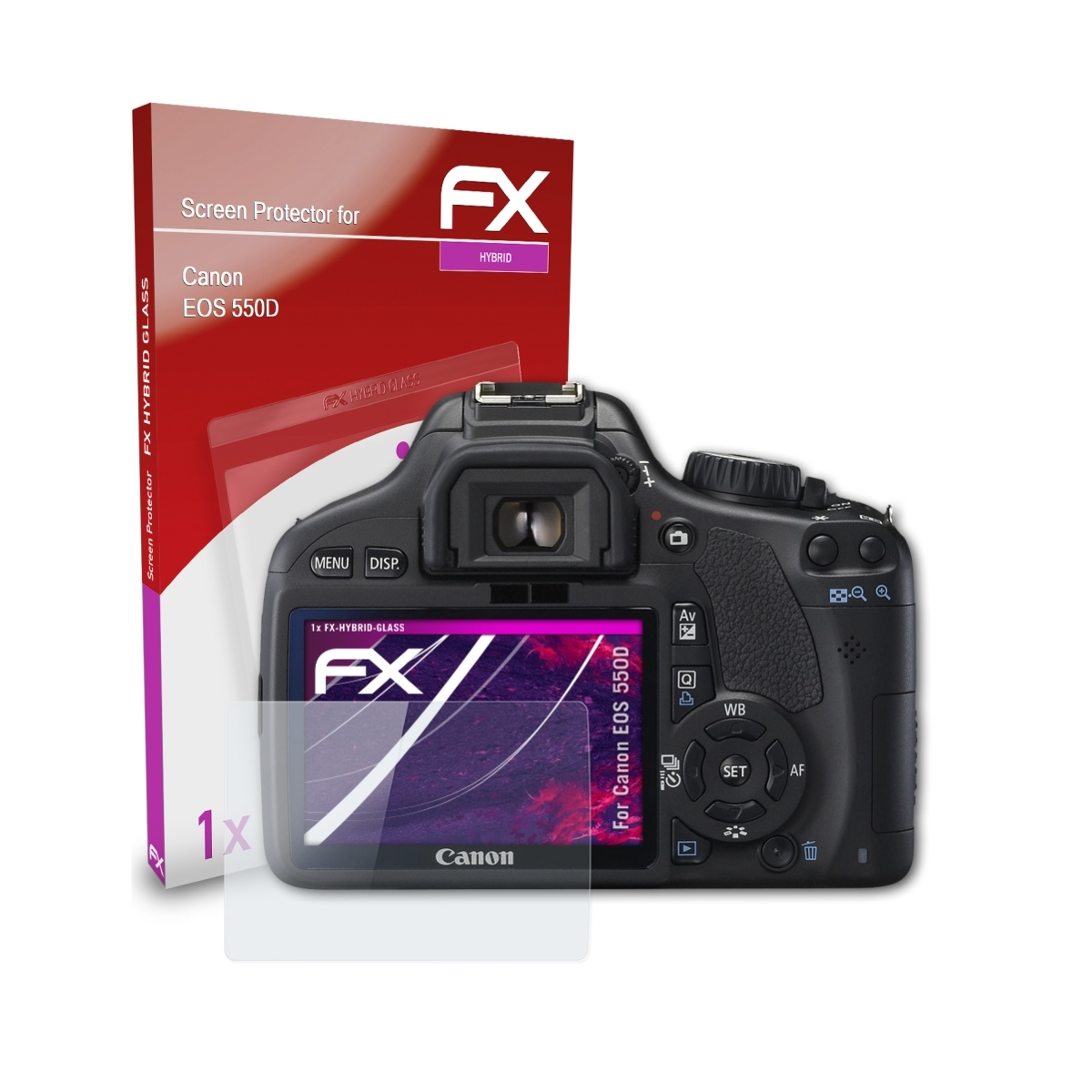 ATFOLIX FX-Hybrid-Glass Schutzglas(für EOS 550D) Canon
