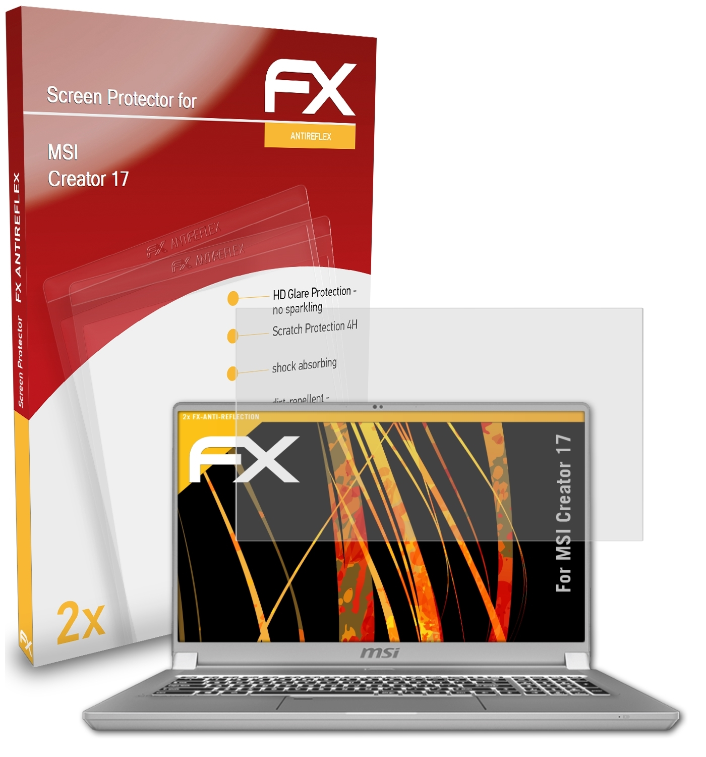 ATFOLIX 2x FX-Antireflex Displayschutz(für Creator 17) MSI