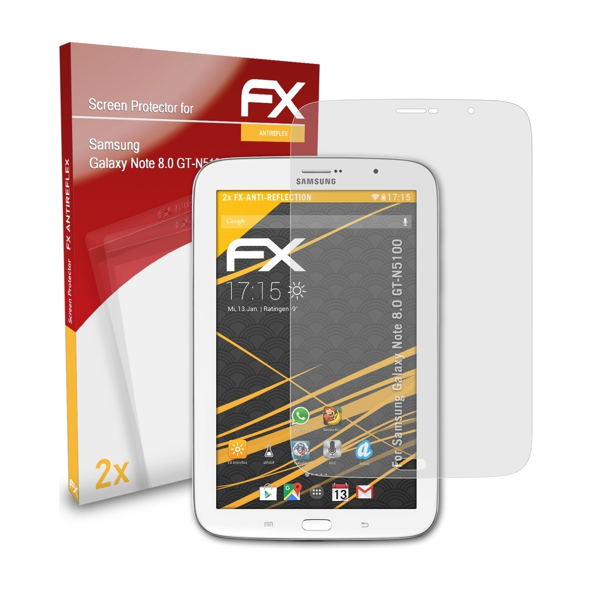 ATFOLIX 2x FX-Antireflex Note 8.0 Galaxy Displayschutz(für (GT-N5100)) Samsung