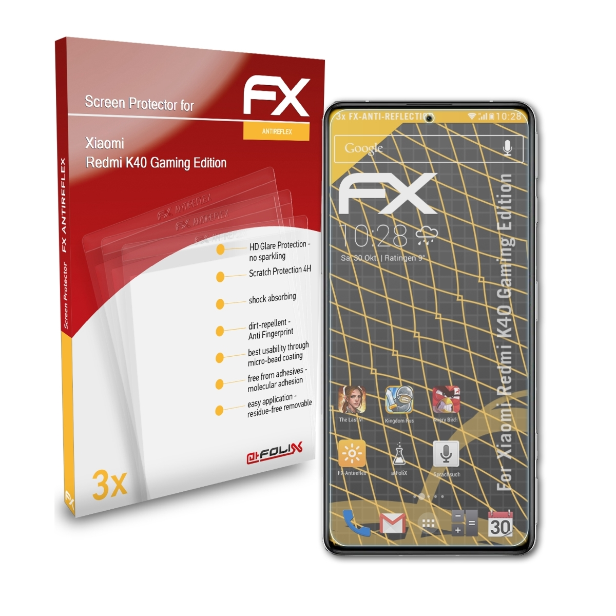 ATFOLIX 3x FX-Antireflex Edition) Gaming Displayschutz(für K40 Xiaomi Redmi