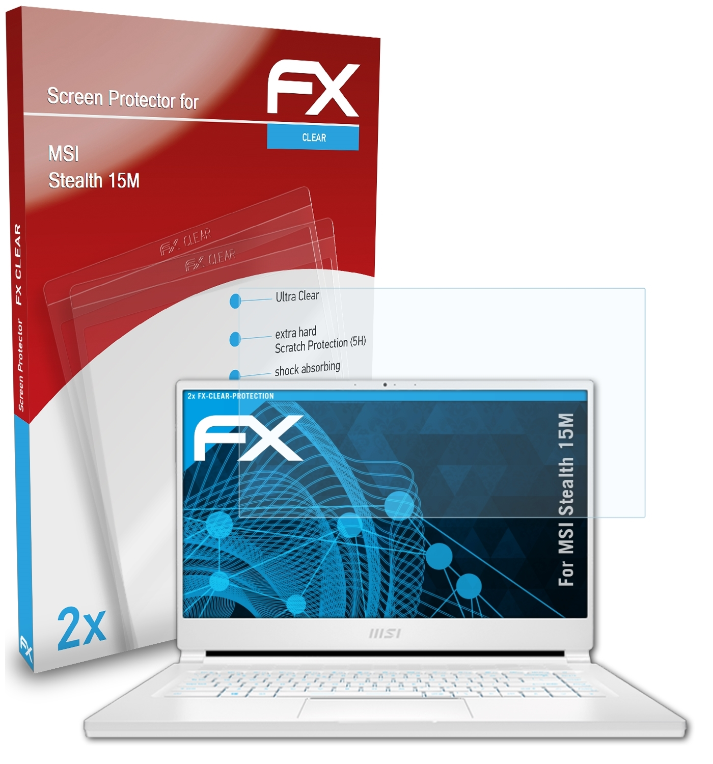 FX-Clear 15M) 2x ATFOLIX Displayschutz(für Stealth MSI