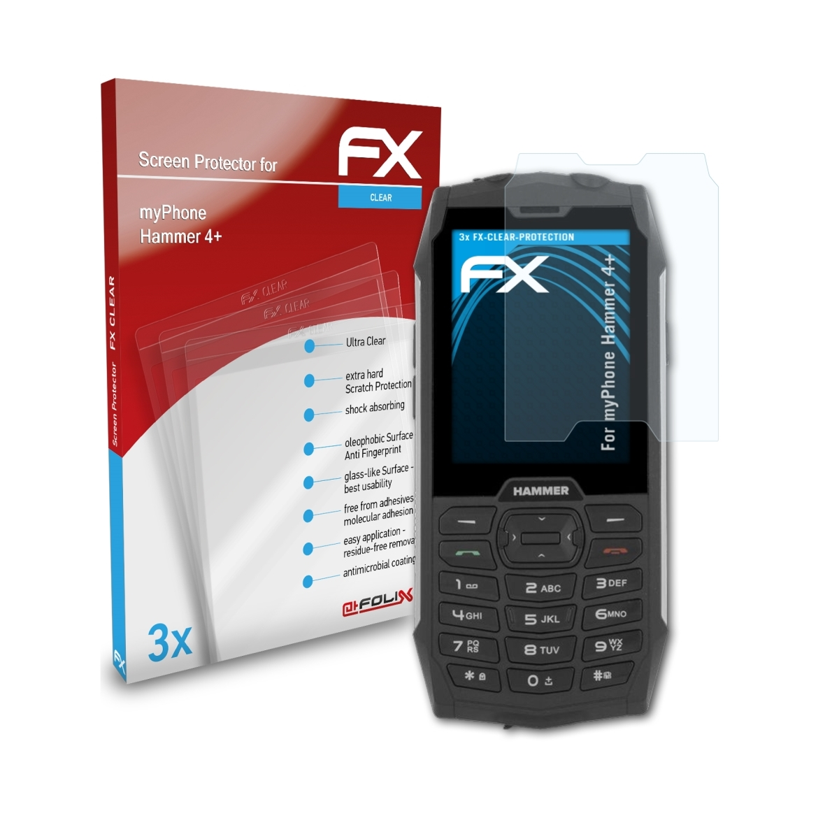 Displayschutz(für Hammer FX-Clear ATFOLIX myPhone 3x 4+)