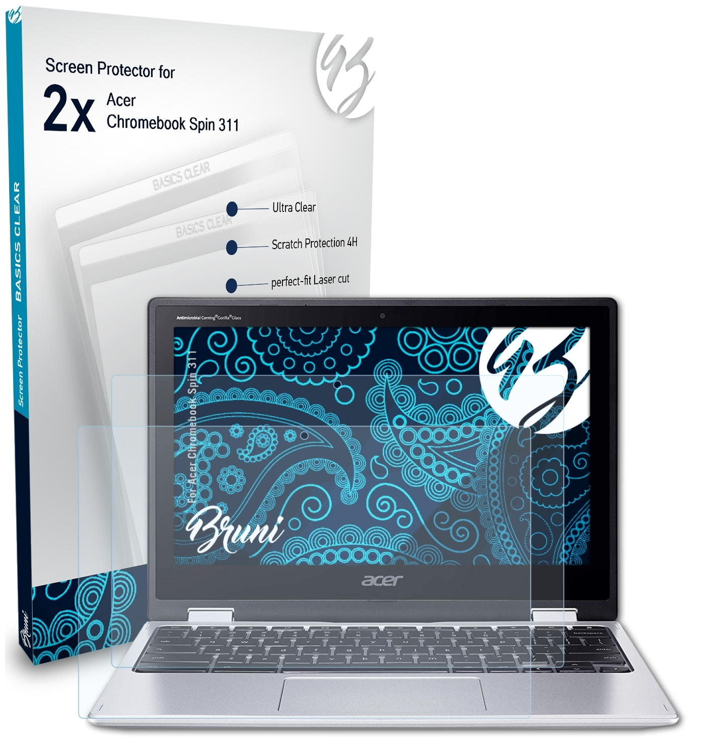 Chromebook Acer Schutzfolie(für 311) 2x BRUNI Basics-Clear Spin