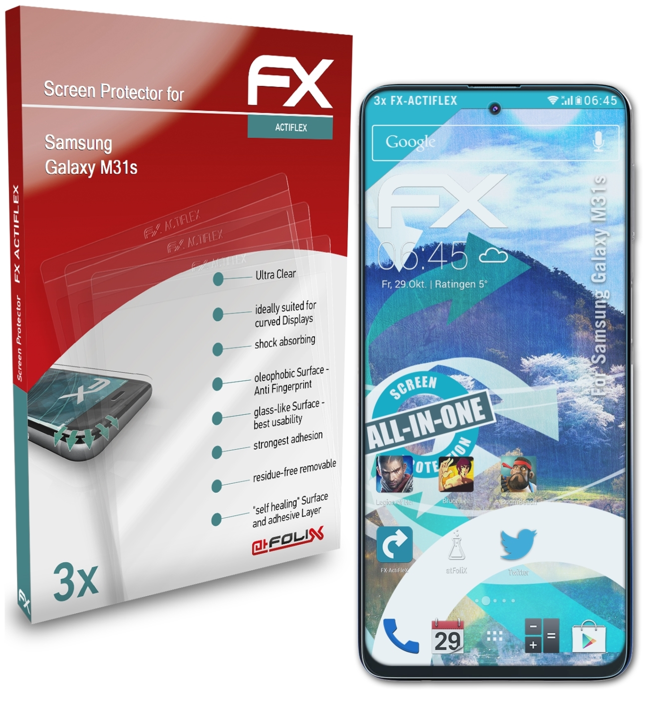 ATFOLIX 3x FX-ActiFleX Displayschutz(für Samsung Galaxy M31s)