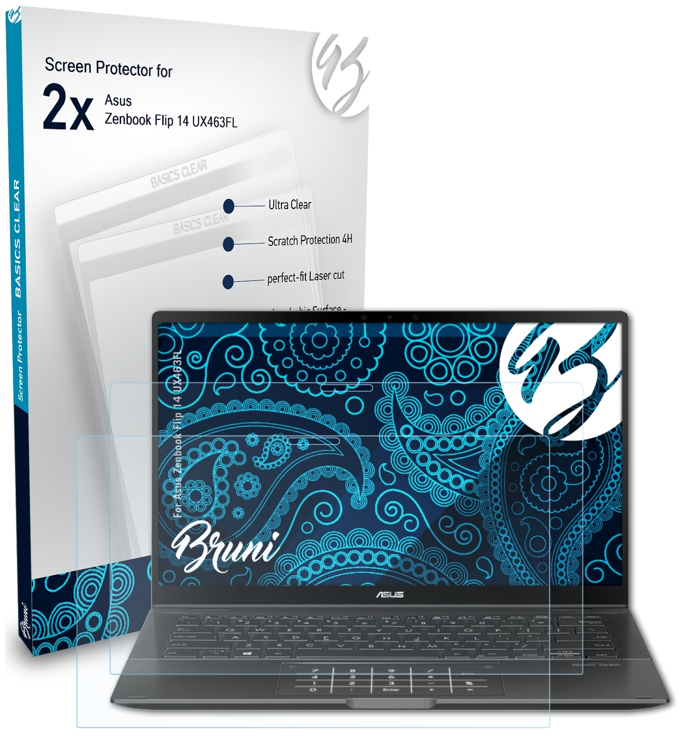 Basics-Clear 14 Zenbook 2x Schutzfolie(für BRUNI Flip (UX463FL)) Asus