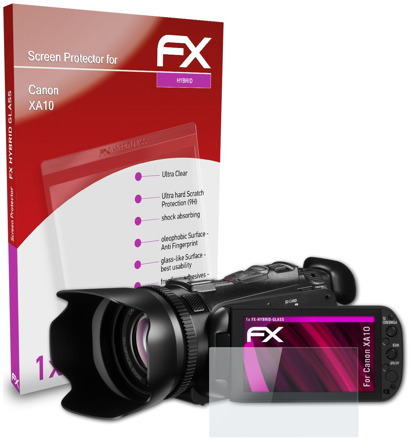 Schutzglas(für Canon XA10) FX-Hybrid-Glass ATFOLIX