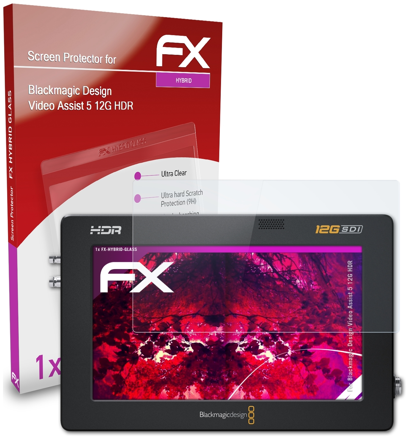 ATFOLIX FX-Hybrid-Glass Schutzglas(für 5 Blackmagic Assist Design HDR) 12G Video