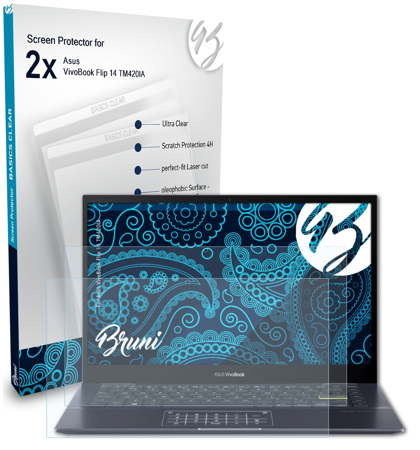 BRUNI VivoBook 14 Asus Basics-Clear Flip 2x Schutzfolie(für (TM420IA))