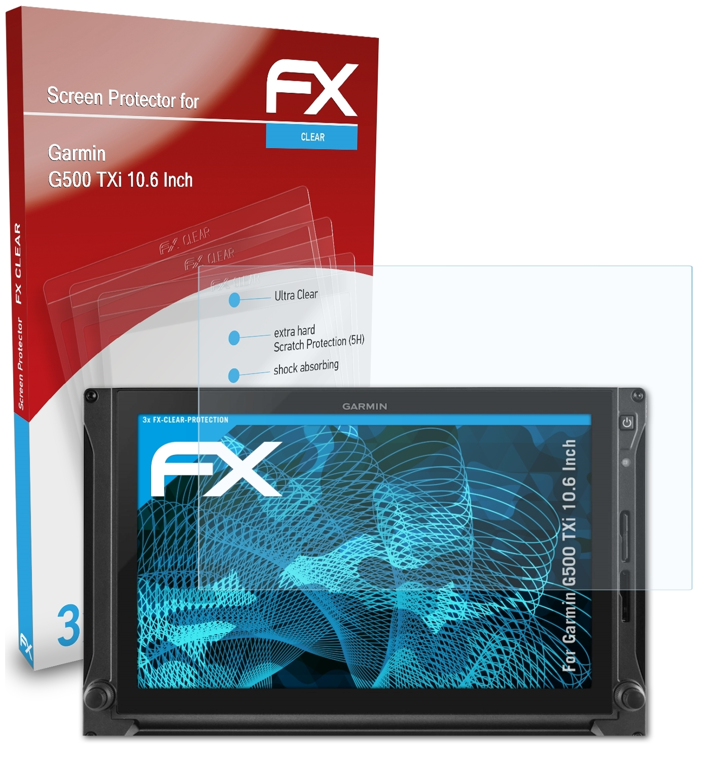 FX-Clear G500 Garmin 3x Displayschutz(für Inch)) (10.6 TXi ATFOLIX