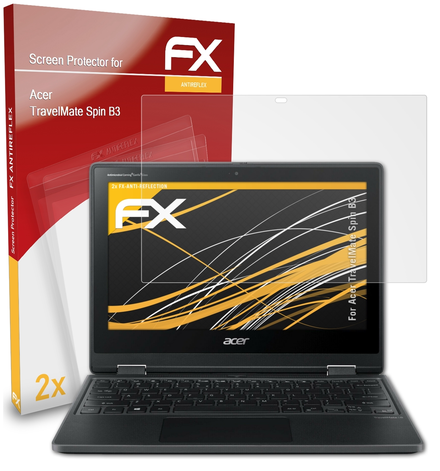 ATFOLIX 2x FX-Antireflex Displayschutz(für B3) Spin TravelMate Acer