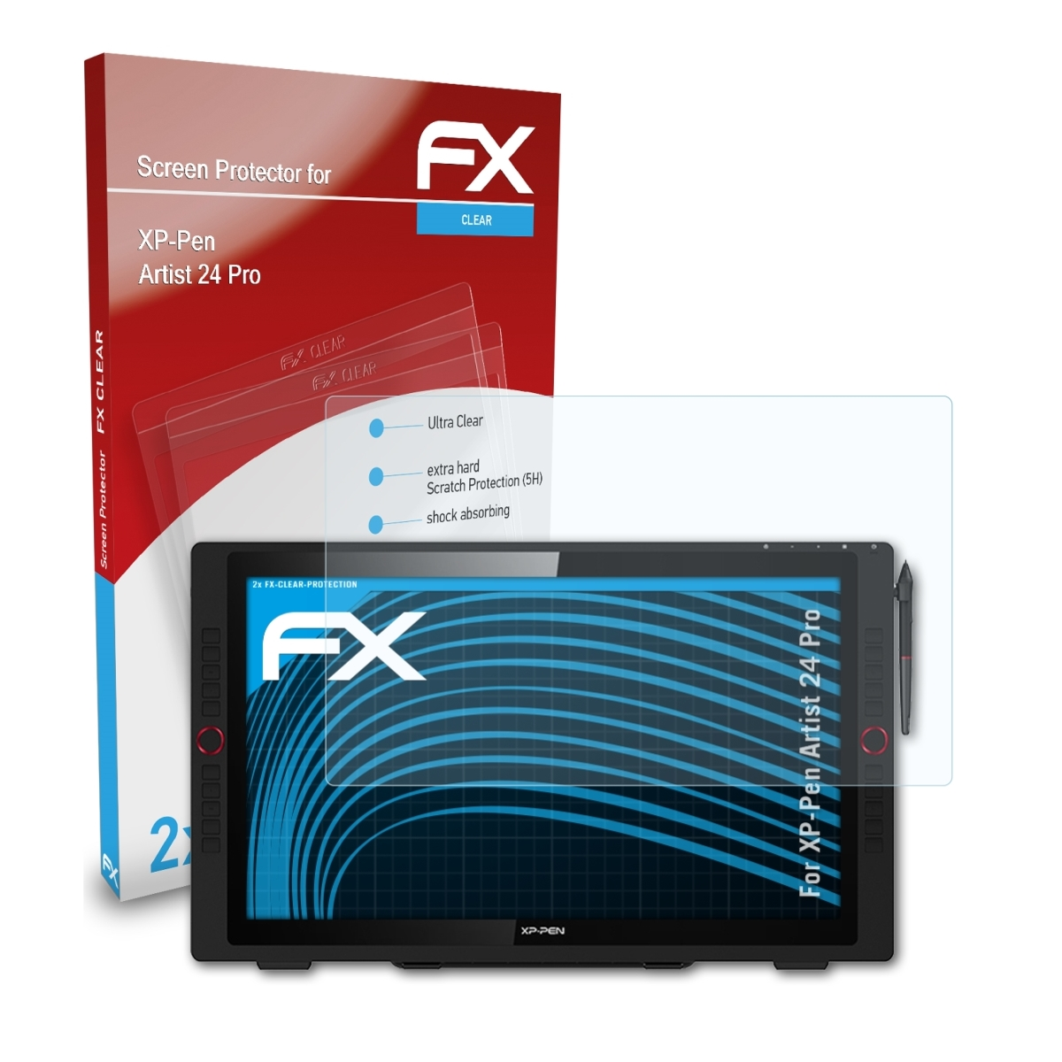 ATFOLIX 2x XP-PEN FX-Clear Artist Displayschutz(für Pro) 24