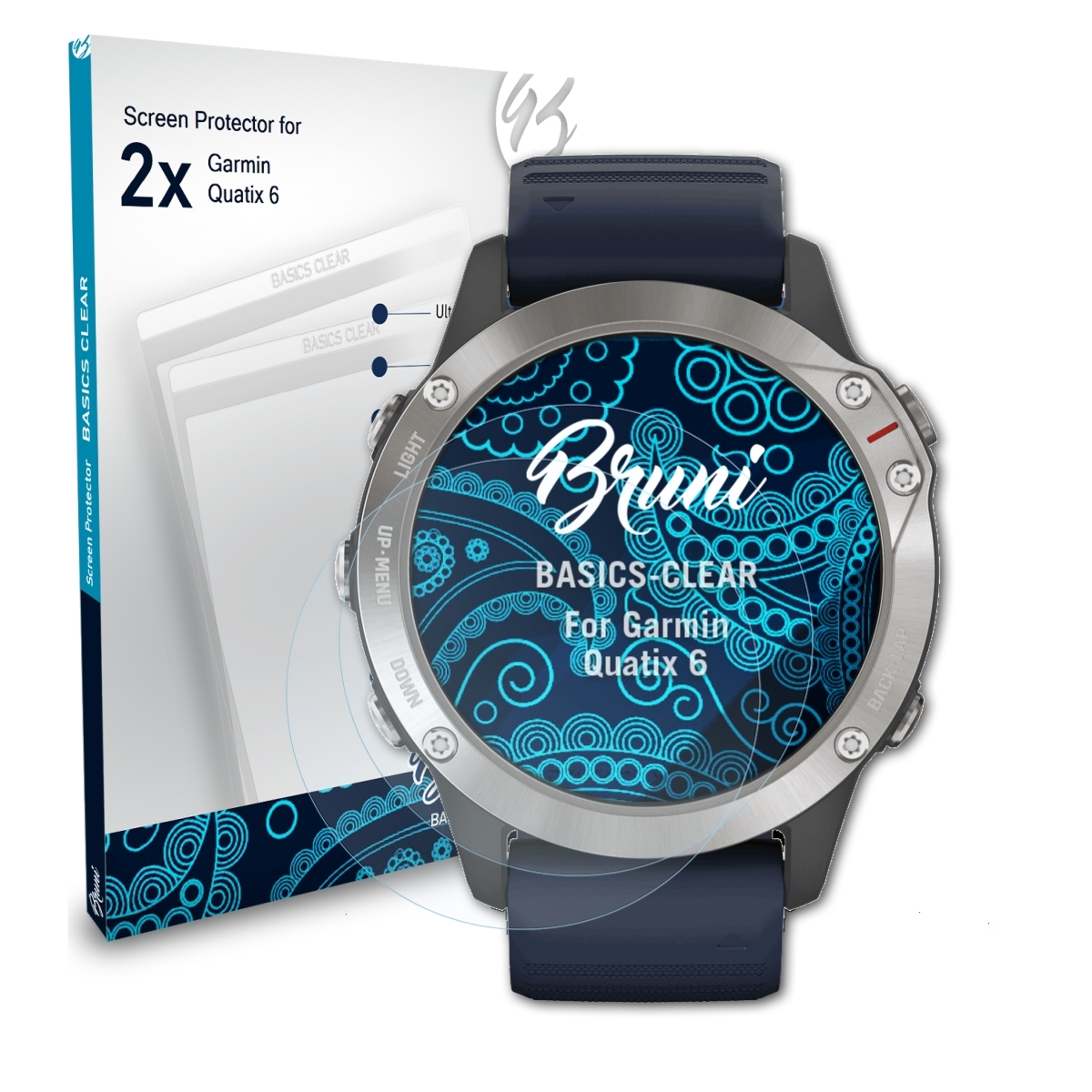 BRUNI 2x Basics-Clear Schutzfolie(für 6) Quatix Garmin