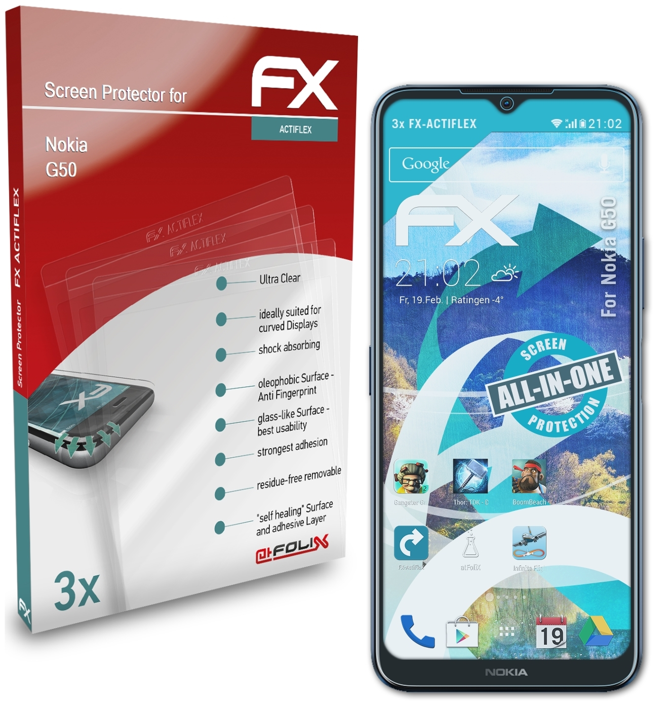 ATFOLIX 3x FX-ActiFleX Displayschutz(für Nokia G50)