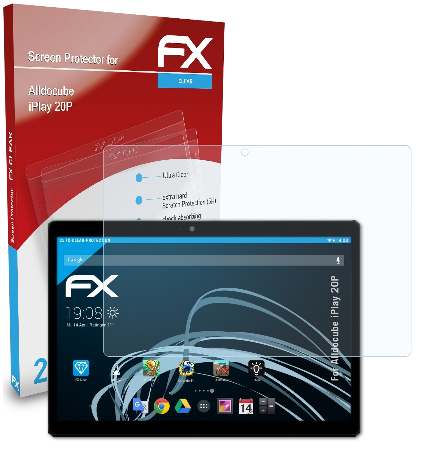 Alldocube 2x ATFOLIX FX-Clear iPlay 20P) Displayschutz(für