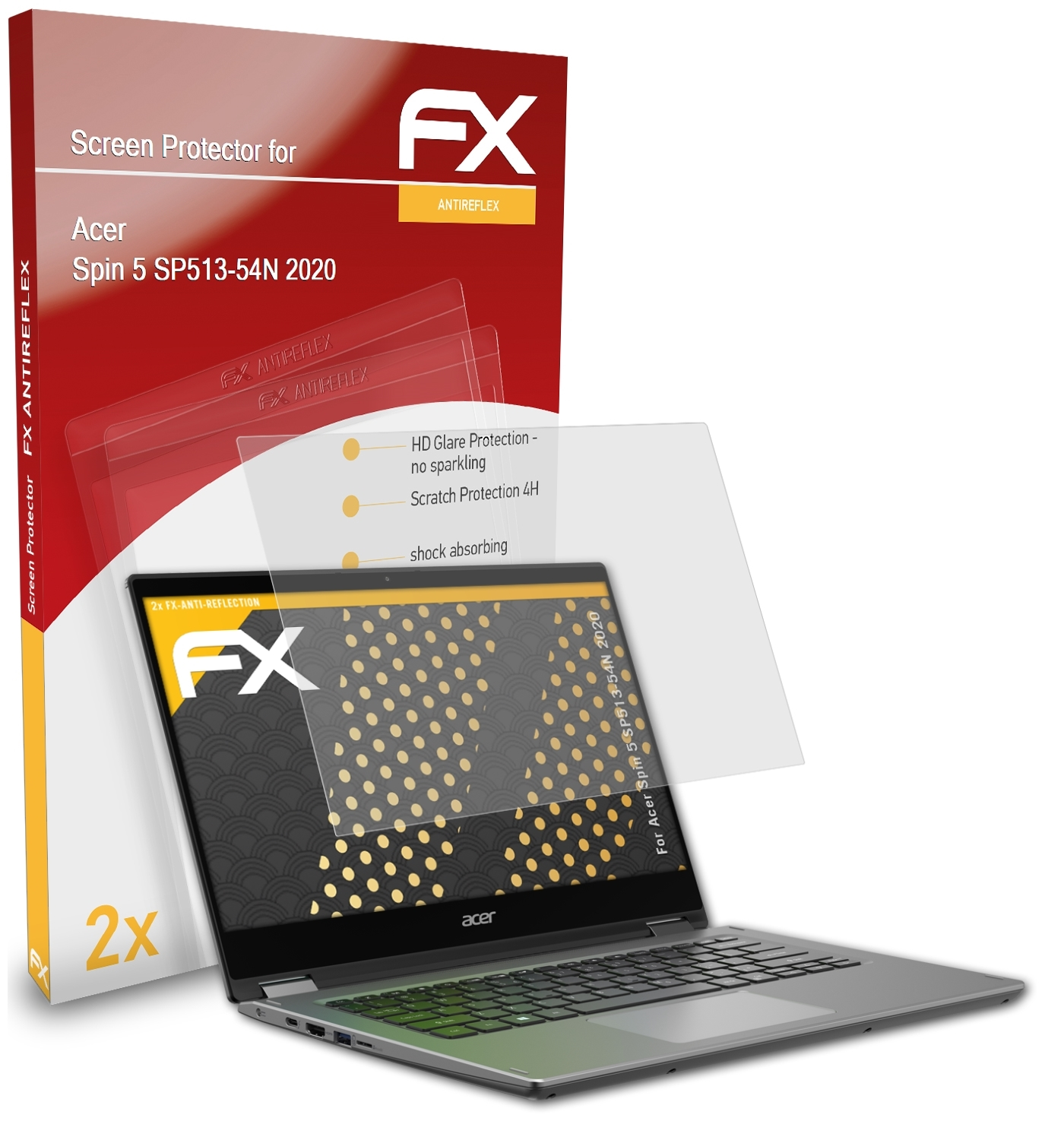 ATFOLIX 2x FX-Antireflex Displayschutz(für (2020)) SP513-54N Spin 5 Acer