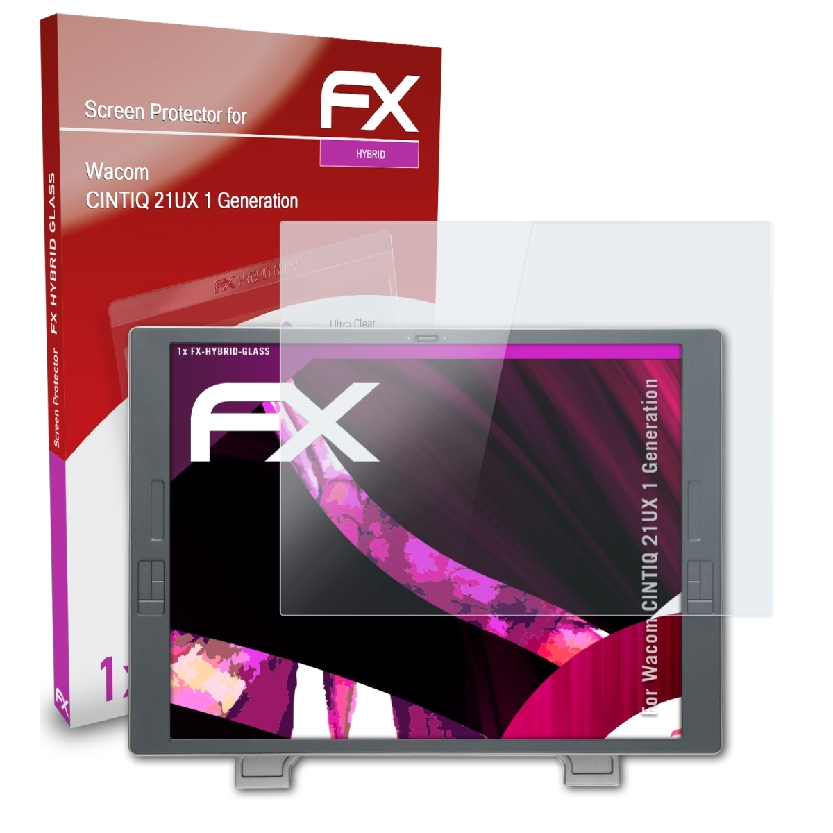 ATFOLIX FX-Hybrid-Glass (1 Generation)) Wacom 21UX CINTIQ Schutzglas(für