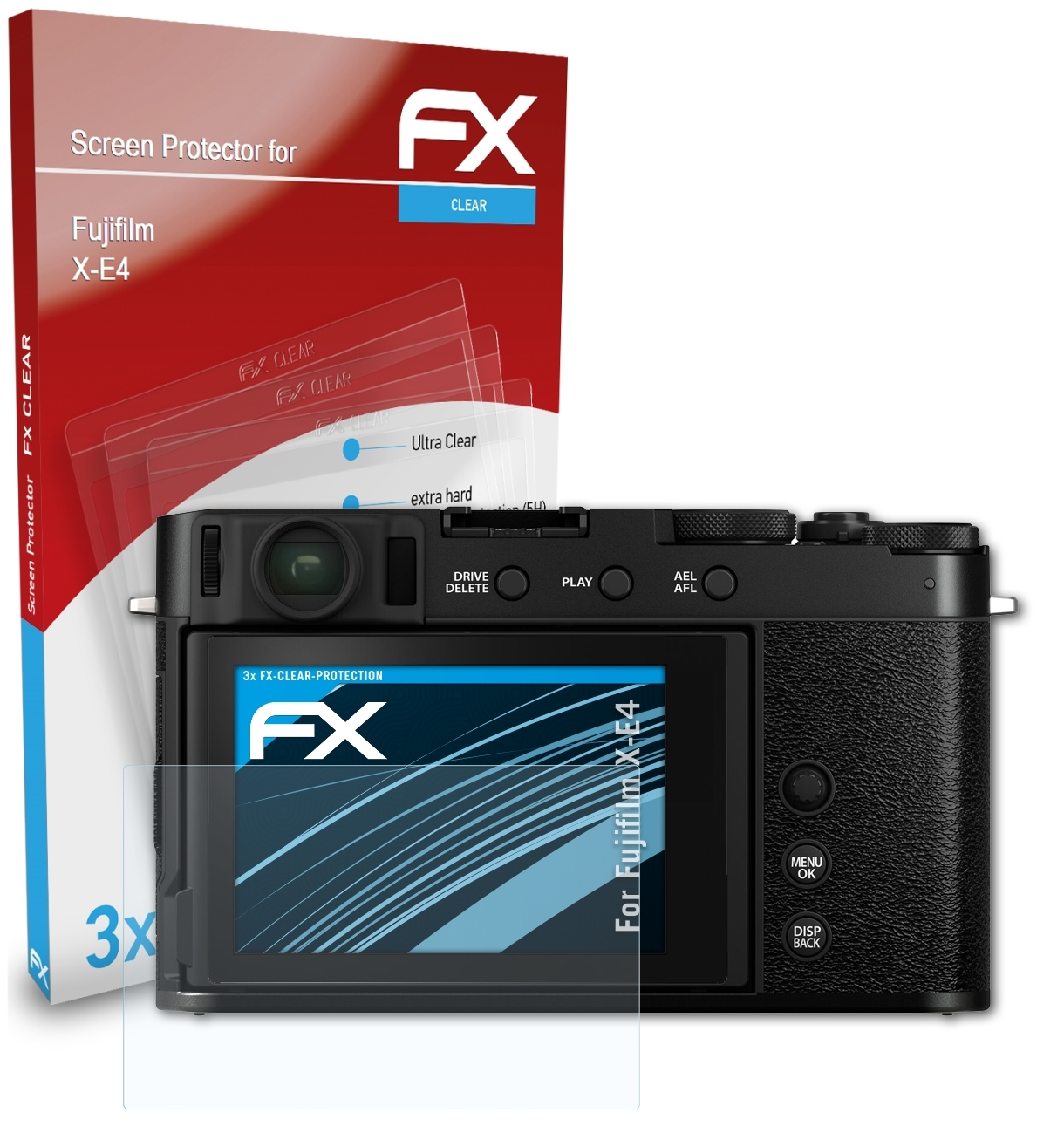 FX-Clear X-E4) Displayschutz(für Fujifilm 3x ATFOLIX