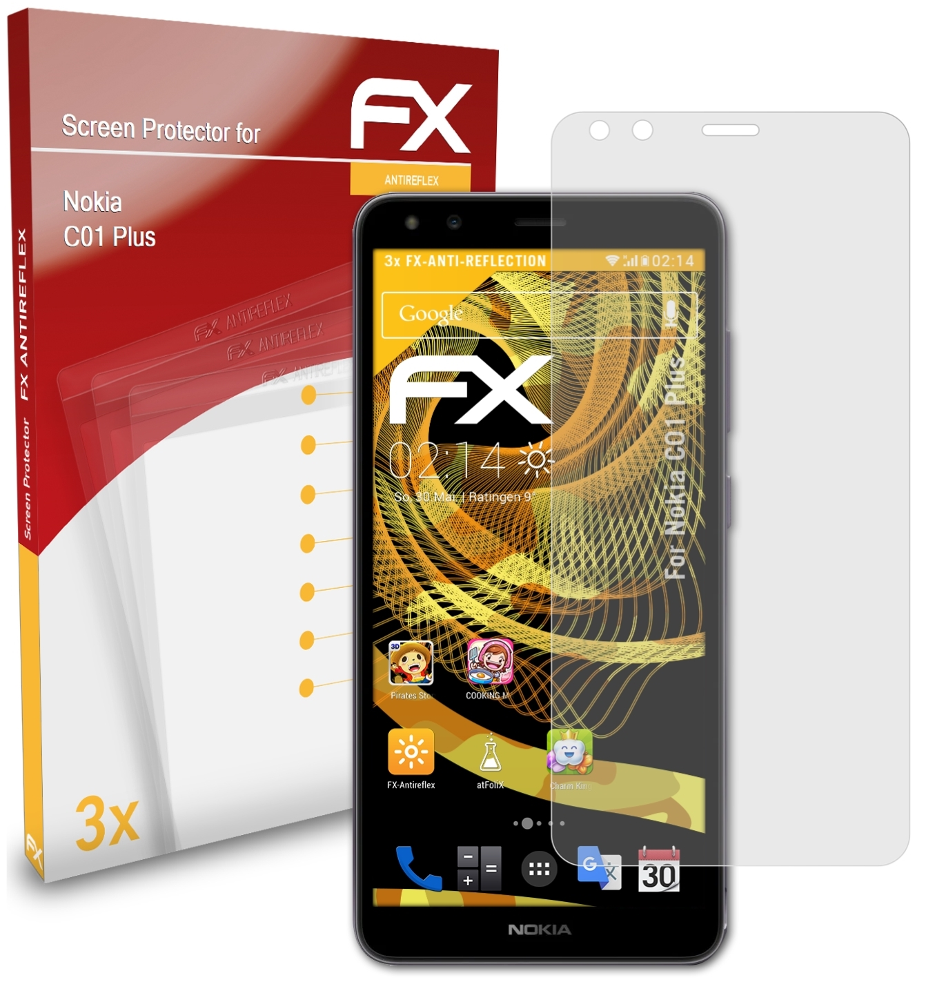 ATFOLIX 3x FX-Antireflex Displayschutz(für C01 Nokia Plus)