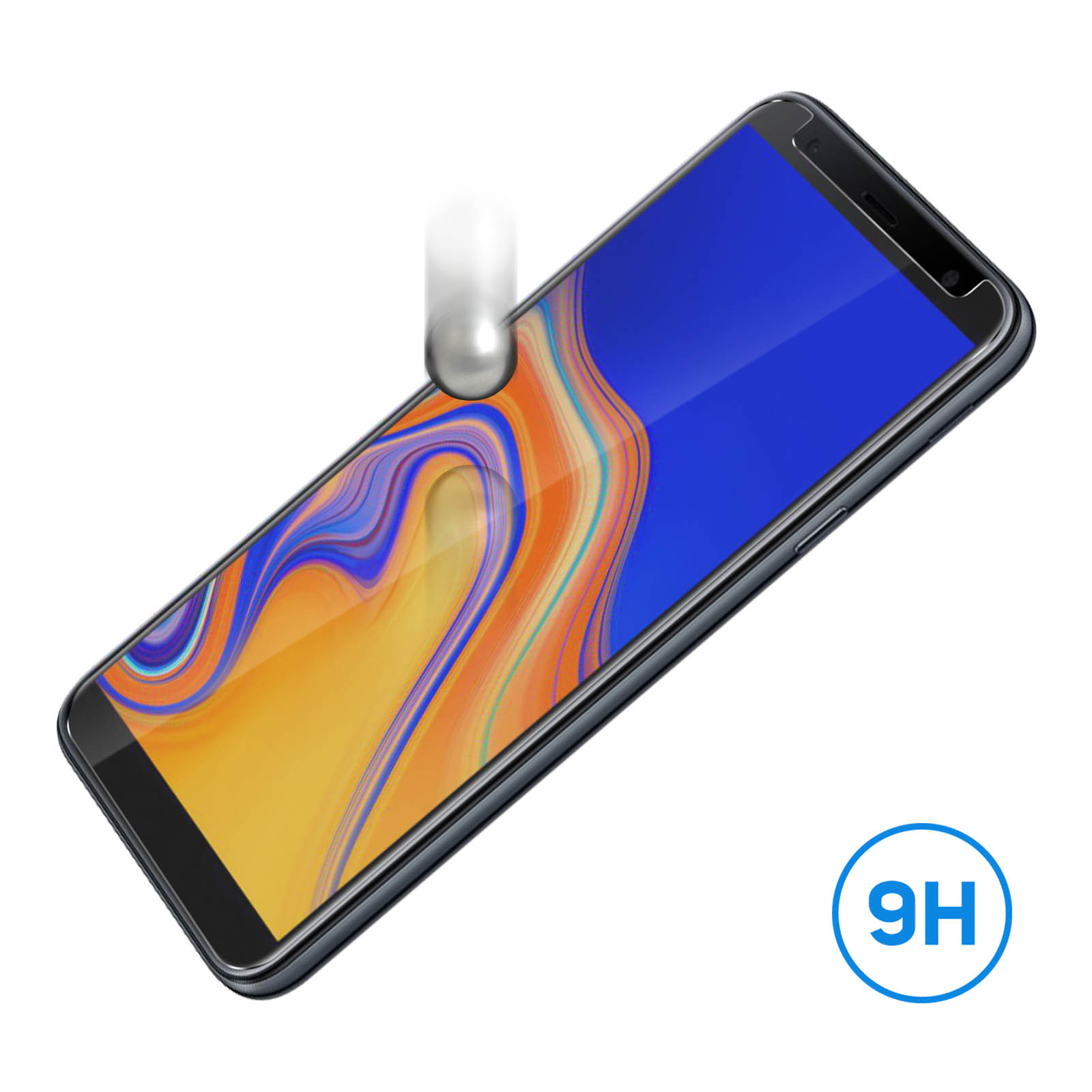 Uno smartphone con una protezione per lo schermo applicata, con una classificazione 9H.