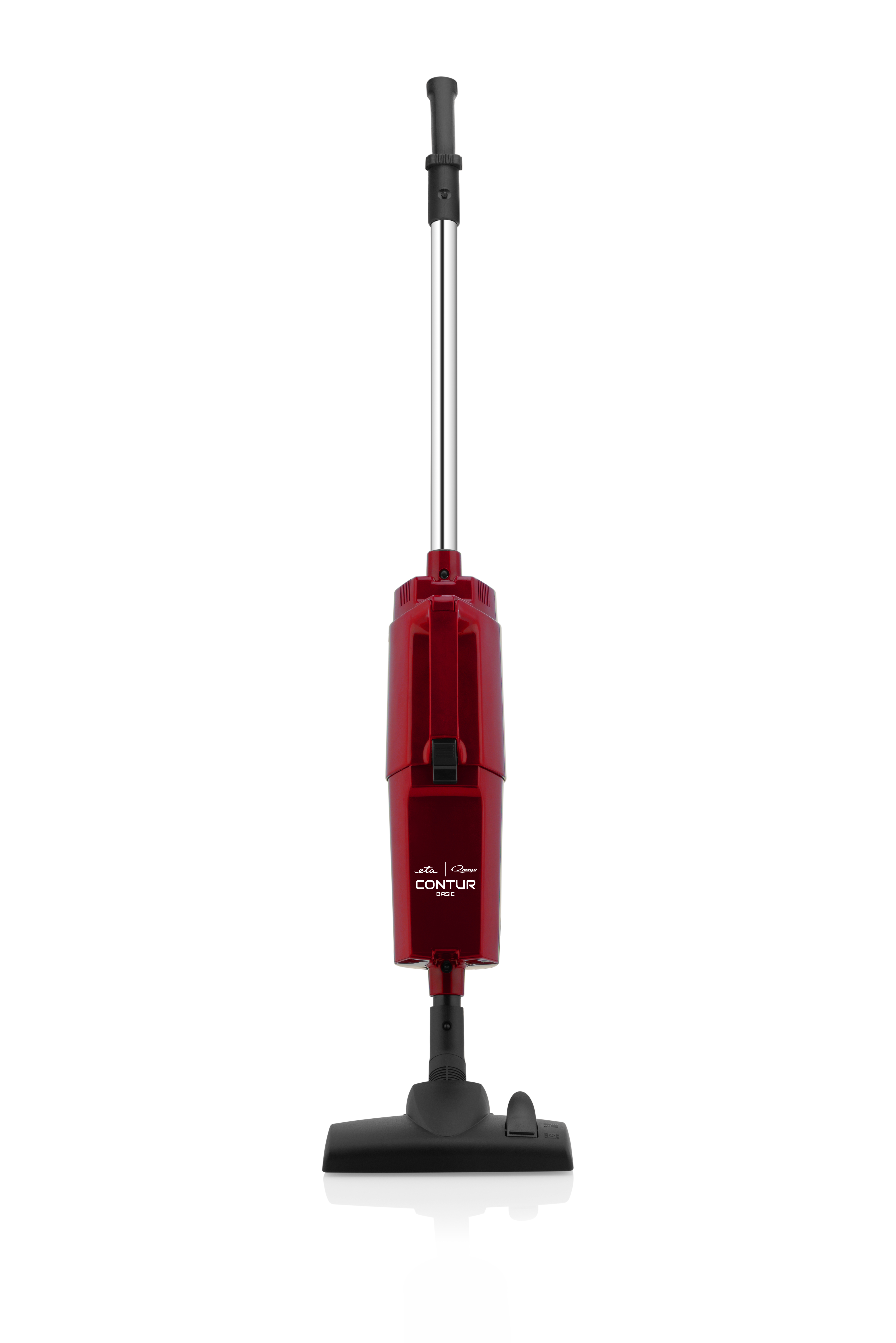 Roter Staubsauger. Weißer Hintergrund.