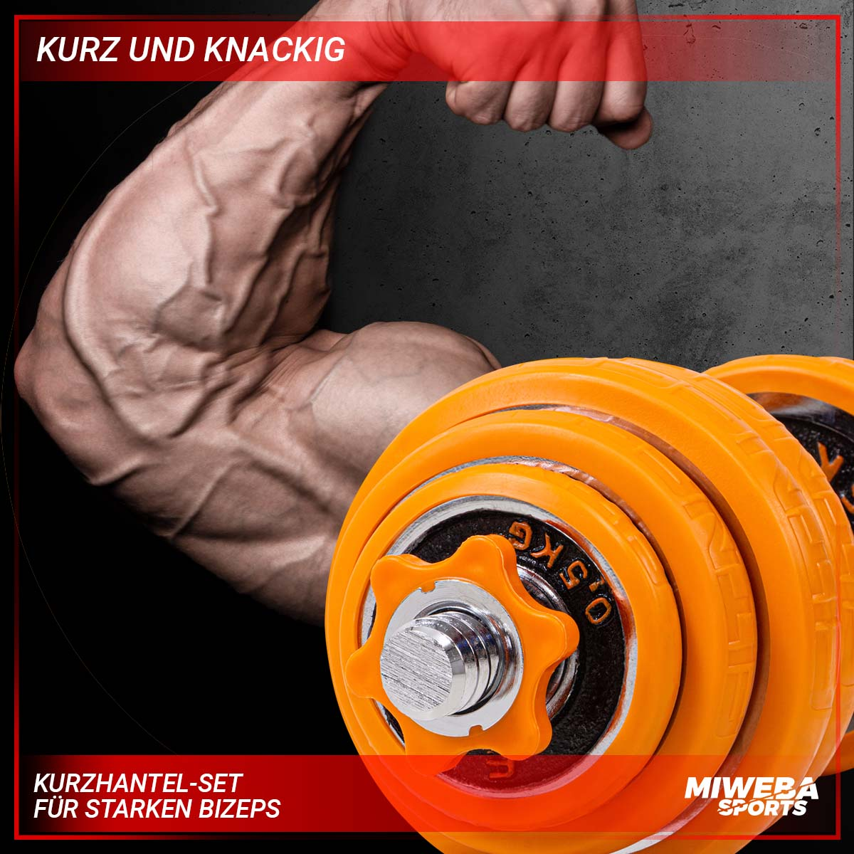 30 SPORTS kg Hanteln Kurzhantel, MIWEBA Koffer + FED Set orange 4in1