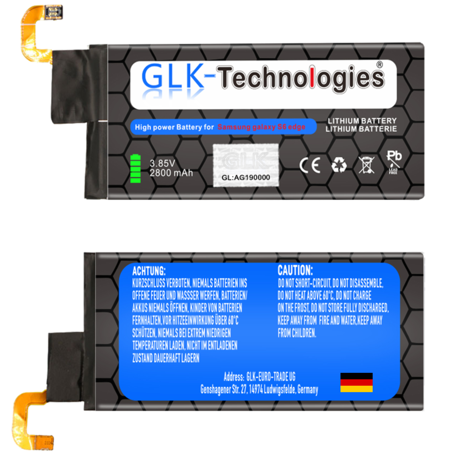 GLK-TECHNOLOGIES Akku für Smartphone Set Samsung Edge Akku Battery inkl. EB-BG925ABE mAh Werkzeug SM-G925F | Galaxy Akku / Lithium-Ionen-Akku Ersatz 2800 S6