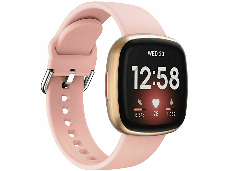 CASEONLINE Silicone, Smartband, Fitbit, Versa 4, Hell-Pink